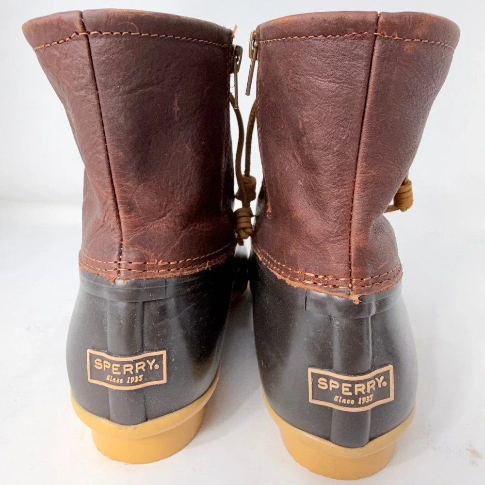 Sperry Saltwater Duck Boots Womens 12M Brown Leather Waterproof STS91176